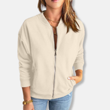 Chaqueta de mujer – Corte relajado – Punto suave – Cierre de cremallera – Estilo casual