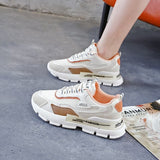 Zapatillas deportivas para mujer - Suela gruesa y cómoda - Malla transpirable - Cierre informal con cordones