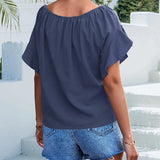 Ima - Blusa moderna de cuello redondo