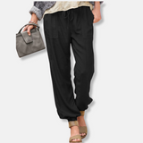 Pantalones de mujer - Tejido ligero - Corte holgado - Cintura elástica - Largo hasta el tobillo