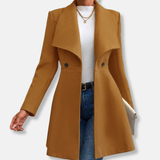 Chaqueta de mujer – Corte entallado – Efecto lana – Cuello con muesca – Botones delanteros