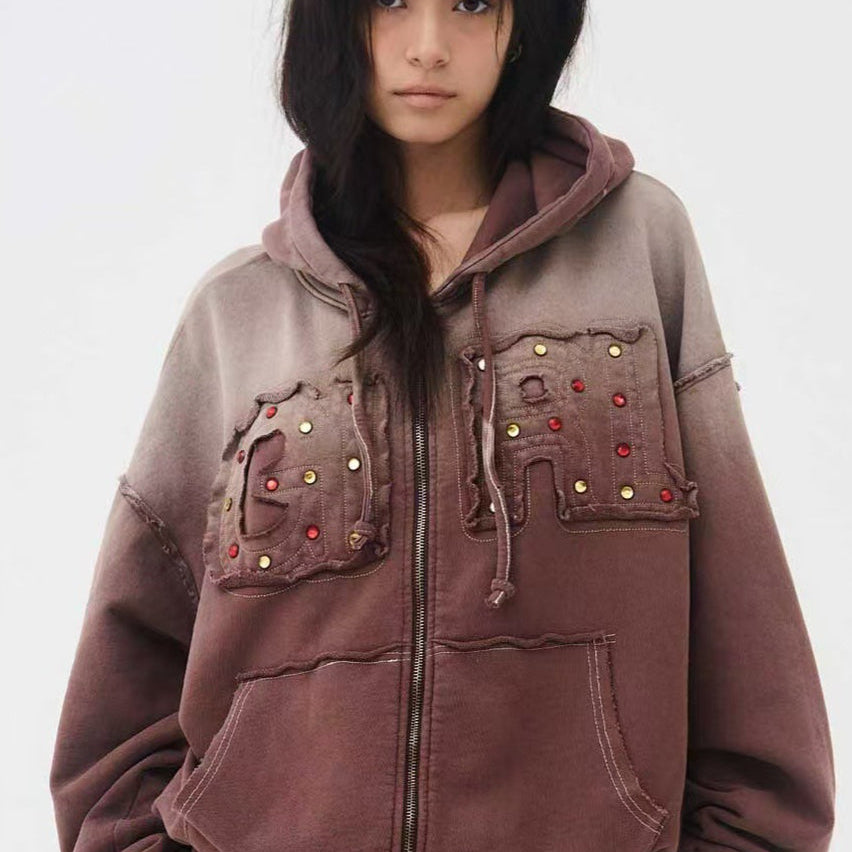 Sudadera con capucha vintage con degradado descolorido