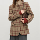 Blazer corto retro a cuadros