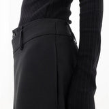 Pantalones de mujer - Cintura alta - Pierna ancha y fluida - Caída asimétrica - Elegante y chic