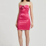 Vestido de noche sexy sin tirantes y ajustado con estampado floral 3D