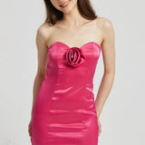 Vestido de noche sexy sin tirantes y ajustado con estampado floral 3D