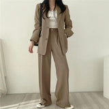 Blazer elegante y pantalón recto para mujer - Estilo refinado y cómodo
