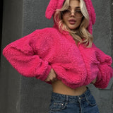 Sudadera con capucha y cremallera de felpa de peluche