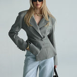 Blazer vintage con cuello en V y un botón
