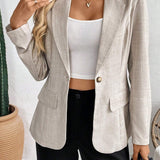 Blazer vintage liso de manga larga