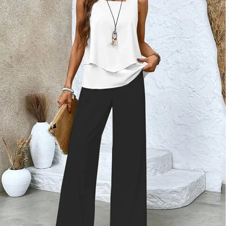 Conjunto de dos piezas para mujer – Tejido transpirable – Corte holgado – Estilo informal