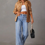 Vaqueros descoloridos de pierna ancha, estilo streetwear
