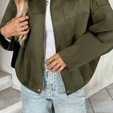 Chaqueta de aviador con cuello con muescas de efecto ante