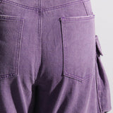 Pantalones cargo de mezclilla de cintura alta con bolsillos extragrandes