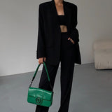 Blazer negro casual de estilo retro