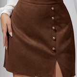 Falda mini ajustada de ante liso