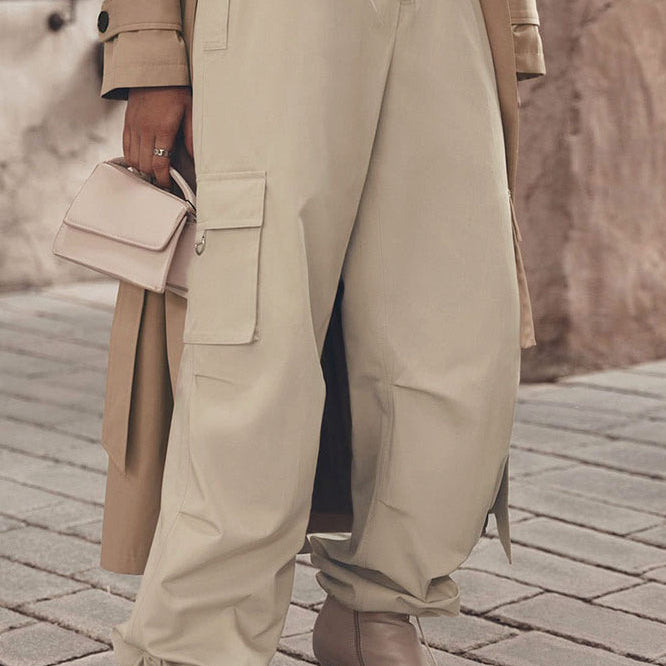 Pantalones cargo de pierna ancha con cordón