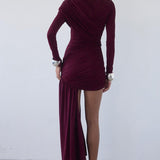 Vestido mini ajustado asimétrico con cinta fruncida