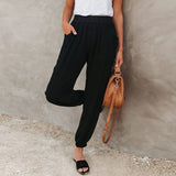 Pantalones casuales para mujer – Cintura elástica – Corte holgado – Tejido ligero y cómodo