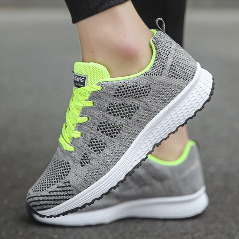 Zapatillas deportivas para mujer – Malla transpirable – Cierre con cordones – Suela ligera antideslizante