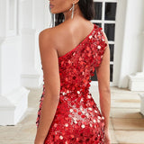 Vestido de noche mini ajustado con lentejuelas grandes