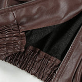 Chaqueta vintage de cuero sintético marrón