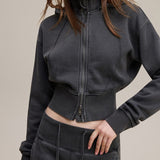 Sudadera corta con cremallera