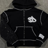 Sudadera con capucha extragrande con cremallera y bordado