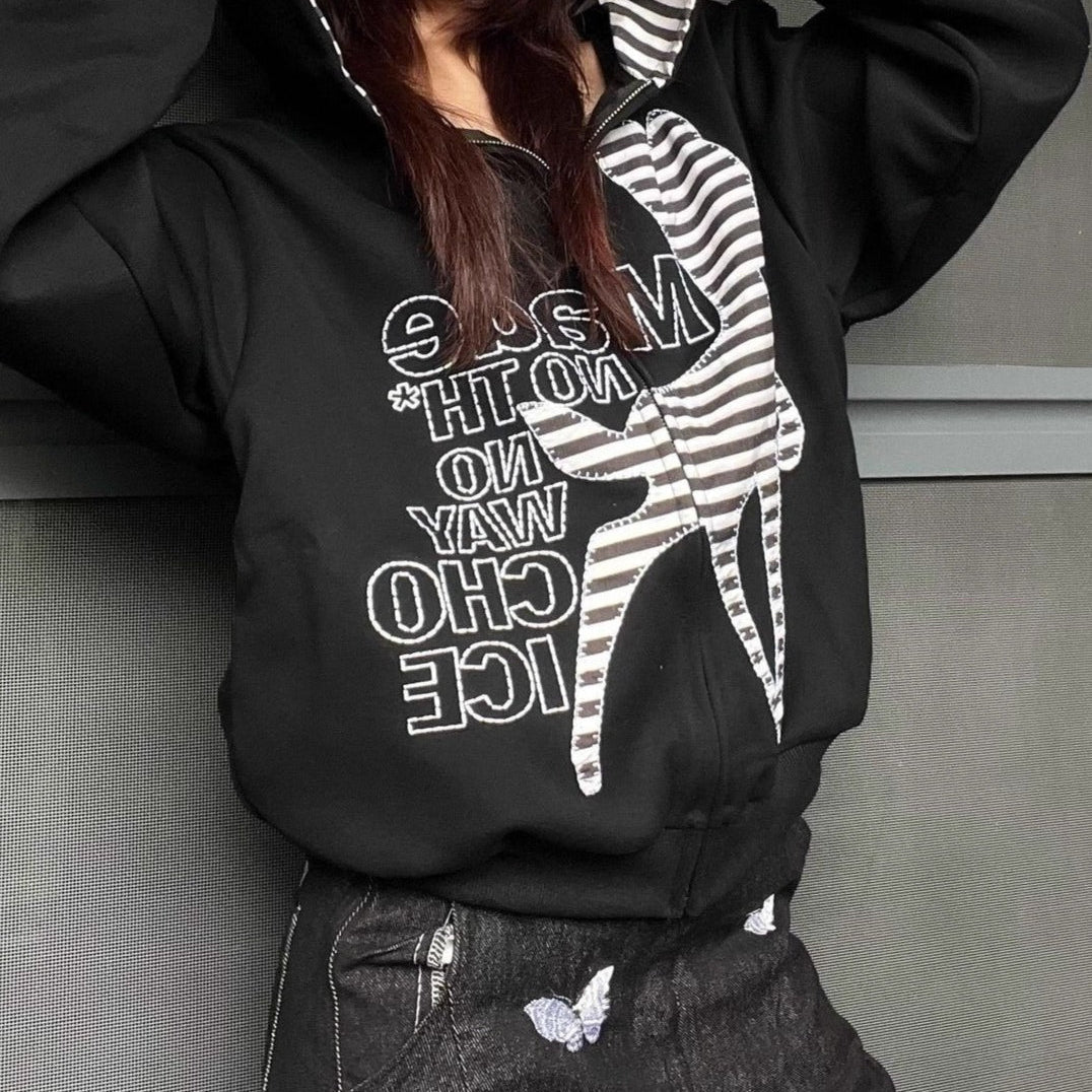 Sudadera con capucha de ciervo con patchwork vintage