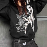 Sudadera con capucha de ciervo con patchwork vintage