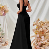 Vestido de noche maxi sexy ajustado con abertura
