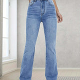 Vaqueros de mujer - Denim - Cintura alta - Corte ajustado - Largo completo - Corte de bota