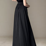 Elegante vestido de noche largo sin mangas