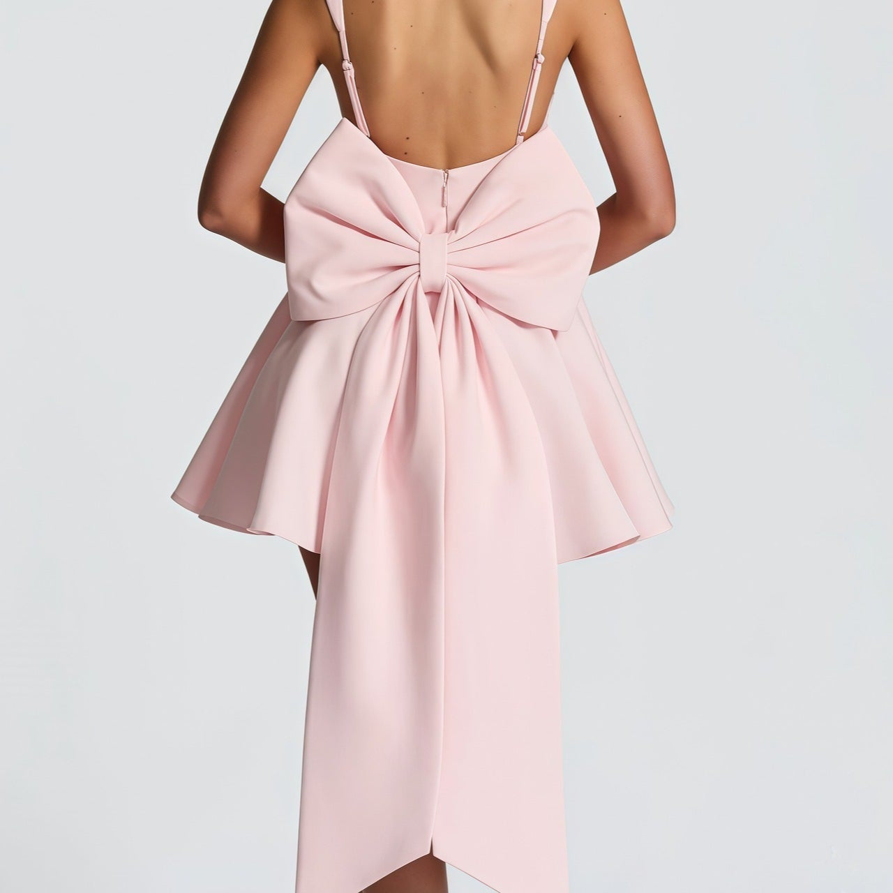 Vestido de noche mini con corsé y lazo extraíble