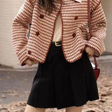 Chaqueta corta de tweed con estampado de pata de gallo