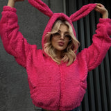 Sudadera con capucha y cremallera de felpa de peluche