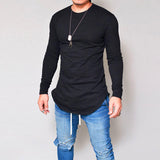 Camiseta de manga larga para hombre – Corte ajustado – Cuello redondo – Algodón suave y transpirable
