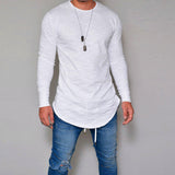 Camiseta de manga larga para hombre – Corte ajustado – Cuello redondo – Algodón suave y transpirable
