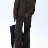 Chaqueta informal de piel sintética marrón