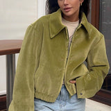 Chaqueta corta casual de ante con solapas