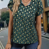Blusa chic con lunares negros y dorados: elegante, divertida y versátil para mujer.