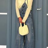 Mono de mezclilla vintage descolorido con piernas anchas