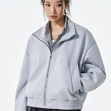 Chaqueta larga estilo motero en piel sintética