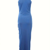 Vestido sin mangas para mujer - Cuello redondo - Abertura lateral - Elegante corte ajustado