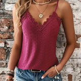Camisola para mujer - Encaje en contraste - Cuello en V - Tirantes ajustables