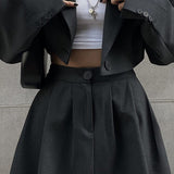 Conjunto de dos piezas: minifalda y blazer con solapas