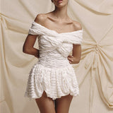 Vestido mini sexy, ajustado, de color liso, con escote con hombros descubiertos y espalda abierta.