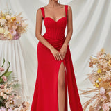 Vestido de noche maxi sexy ajustado con abertura