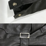 Chaqueta de manga larga de cuero PU
