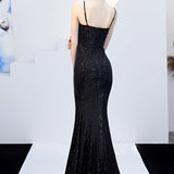 Vestido de noche de sirena sexy y ajustado con cinturón.